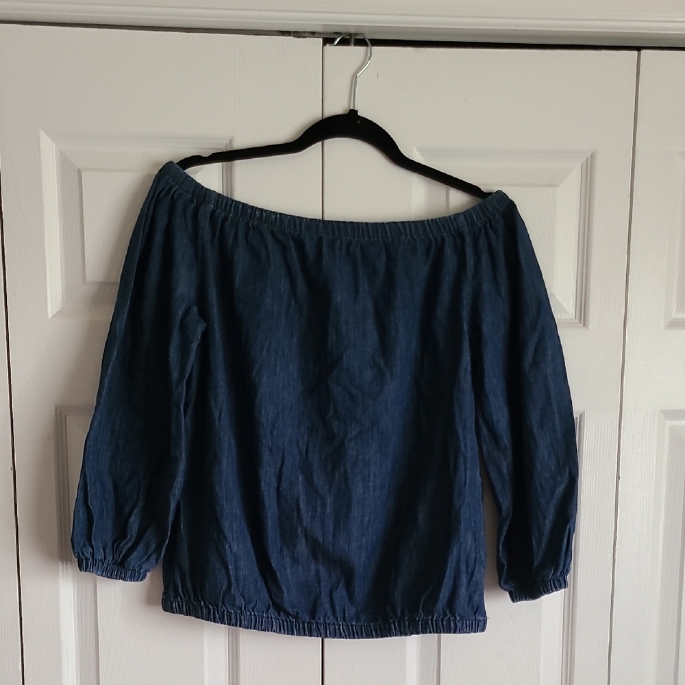 Universal Thread Denim Blue Off-Shoulder Blouse